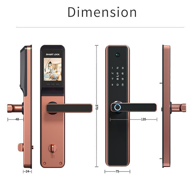 Dimensions de la serrure IHOMEY M1 Pro (370 x 75 x 24 mm)