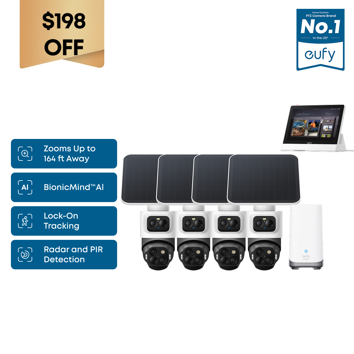 IHOMEY Cam S4 Kit 4 Caméras + Smart Display E10