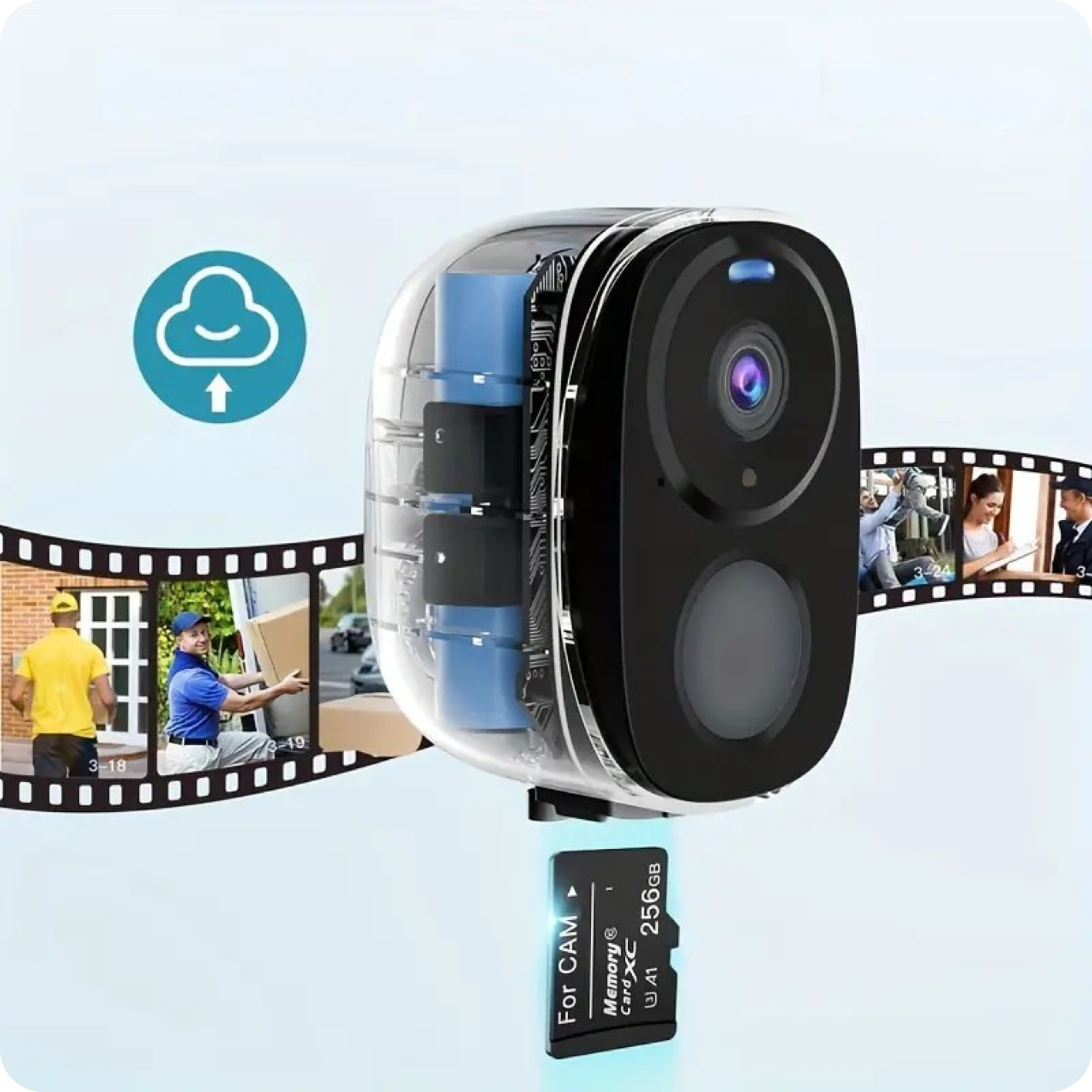 Caméra de surveillance WiFi IP 3MP, rechargeable, sans fil.