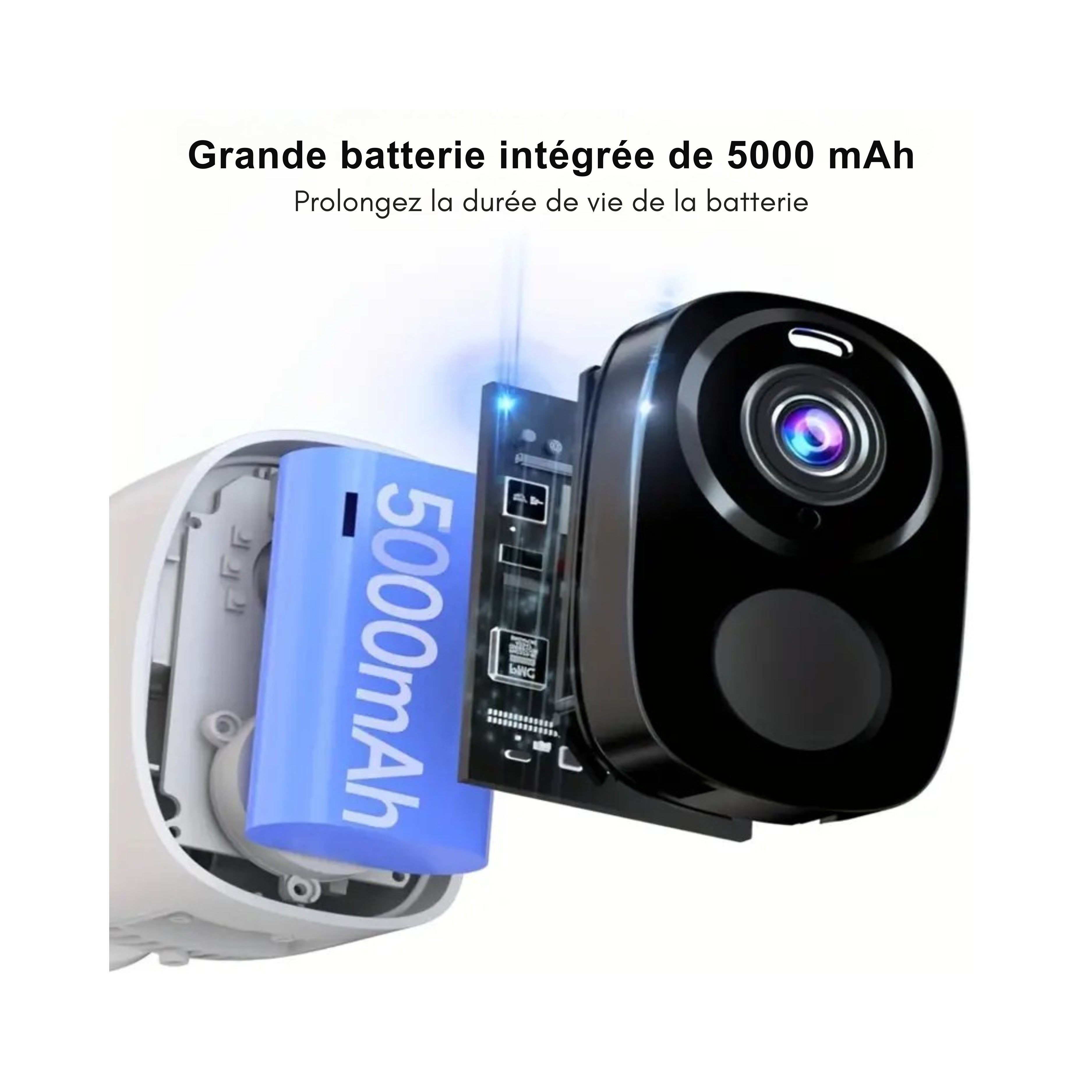 Caméra de surveillance WiFi IP 3MP, rechargeable, sans fil.